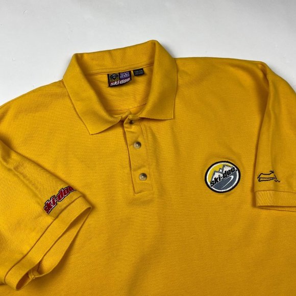 Vintage Ski Doo Bombardier Polo Shirt Mens 2XL Golf Snowmobile Yellow Cotton XXL - Picture 3 of 15